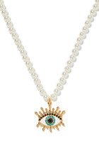 Imitation Pearl Evil Eye Pendant Necklace